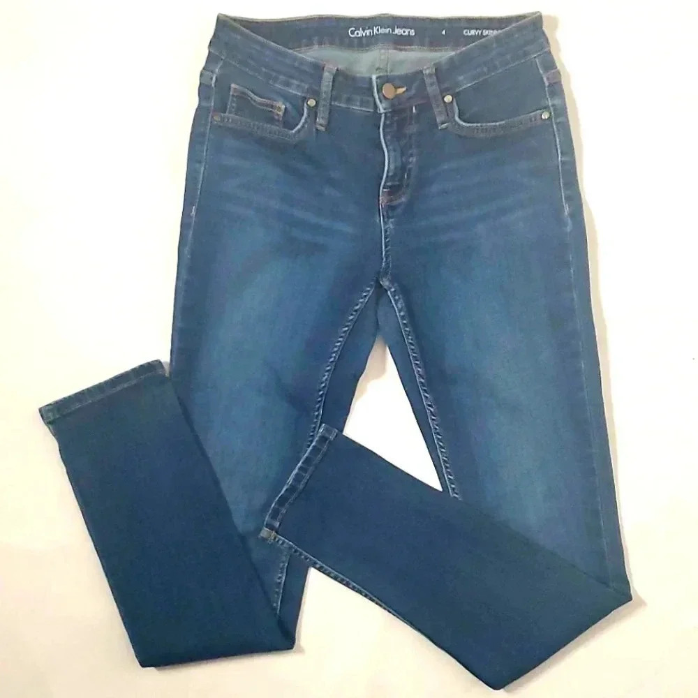 Calvin Klein Womens Denim Jeans Curvy Skinny Sz 4